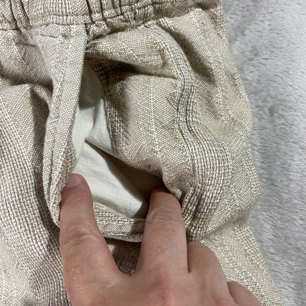 Abercrombie Fitch 100% Cotton Loose Fit Elastic Waist Pants Ivory Women's L Long - Picture 2 of 13